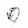 Alloy Anchor Open Cuff Ring for Men Women RJEW-T009-38AS-3