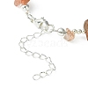 Natural Red Jasper Heart Charm Bracelet with Chips Beaded Chains BJEW-TA00295-04-3