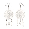 304 Stainless Steel Woven Net with Feather Dangle Earrings for Women EJEW-JE05005-1