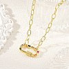 Brass Paperclip Chain Necklaces with Colorful Cubic Zirconia Oval Carabiner Locks for Women NJEW-JN06462-1
