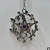 Alloy & Purple Resin Wicca Pentacle Pendant Necklaces for Women FS-WGD761A-01-2