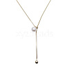 Imitation Pearl Ball & Stainless Steel Lariat Women's Necklace GA0046-1-1