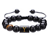 Adjustable Natural Tiger Eye and Glass Beaded Braided Bead Bracelets for Men Women FS-WGD7D76-25-1