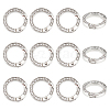 Unicraftale 12pcs Alloy Spring Gate Ring with Rhinestone FIND-UN0003-37P-1