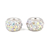 Polymer Clay Rhinestone European Large Hole Beads with Silver Color Plated Brass Cores FPDL-R002-15-4