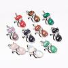 Natural & Synthetic Mixed Stone Kitten Pendants G-G713-B-1