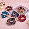 5Pcs 5 Style Wood & Glass Seed & Acrylic Beaded Stretch Bracelets Set with Baseball JB709E-3