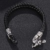 Genuine Leather Wrap Wide Cord Bracelet with Stainless Steel Toggle Clasps PW-WG8BABA-01-4