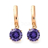 Brass Micro Pave Cubic Zirconia Leverback Earrings EJEW-K300-21G-02-4