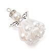 Pearlized Glass Pearl Beads  Pendants PALLOY-MZ00487-04-3