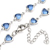 304 Stainless Steel & Glass Heart Link Chain Necklaces NJEW-P315-03P-02-2