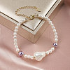 Natural Shell Pearl Beaded Bracelets BJEW-L692-007G-2