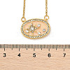 Brass Micro Pave Cubic Zirconia Star Oval Pendant Necklaces NJEW-R018-04G-01-5