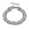 304 Stainless Steel Pave Crystal Rhinestone Multi-Strand Figaro Chain Bracelets for Women BJEW-I315-06P-1
