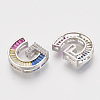 Brass Cubic Zirconia Slide Charms ZIRC-S063-01G-P-2