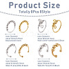8Pcs 8 Style Brass Rotating Beaded Cuff Rings RJEW-SW0001-01-2