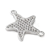 Brass Micro Pave Clear Cubic Zirconia Connector Charms KK-C086-14P-01-2