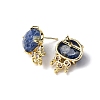 Brass Micro Pave Cubic Zirconia Stud Earring Findings with Natural Sodalite KK-Z096-05G-11-2