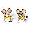 Mouse with Cheese Enamel Pin JEWB-I015-25EB-1