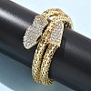 Snake Alloy Rhinestone Bangles for Women BJEW-G085-01G-02-3