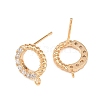 Brass Micro Pave Clear Cubic Zirconia Ring Stud Earring Findings KK-Z133-02G-02-2