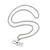 202 Stainless Steel Enamel Box Chain Sport Ball Pendant Necklaces for Men NJEW-K380-01B-01-2