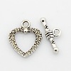 Tibetan Style Alloy Heart Toggle Clasps PALLOY-J471-14AS-1