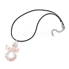 Glass Seed Beads & Shell Pearl Angel Pendant Necklaces NJEW-MZ00051-05-4