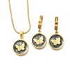 304 Stainless Steel Enamel Pendant Necklaces & Hoop Earring Set for Women SJEW-C007-03G-01-5