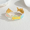 Ocean 304 Stainless Steel Enamel Cuff Bangles for Women BJEW-F518-02C-G-1