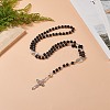 Natural Lava Rock & Synthetic Turquoise Rosary Bead Necklace NJEW-JN04238-2