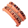 5Pcs 5 Styles Halloween Synthetic Non-magnetic Hematite & Polymer Clay Beaded Stretch Bracelet Sets BJEW-JB10733-5