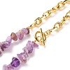 Natural Amethyst Chip Beads Jewelry Set SJEW-JS01223-01-6