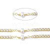 Brass Cubic Zirconia Link Chains with Shell Pearl CHS-P016-17G-2