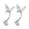 999 Sterling Silver Micro Pave Clear Cubic Zirconia Ear Plug Gauges EJEW-P296-06P-1