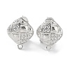 Rhombus Brass Micro Pave Cubic Zirconia Stud Earrings Finding KK-E083-06P-1