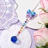 Glass Teardrop Pendant Decorations HJEW-JM01581-04-3