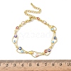 Brass Enamel Flat Round Evil Eye Link Chain Bracelets for Women BJEW-G764-01G-7