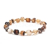 Natural Black Agate(Dyed) Round Beaded Stretch Bracelet BJEW-JB08197-07-1