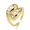 Eco-Friendly Brass Micro Pave Clear Cubic Zirconia Open Cuff Ring for Women RJEW-A025-04G-01-1