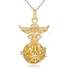 Golden Tone Brass Hollow Round Cage Pendants KK-J238-01G-1