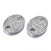 Brass Micro Pave Clear Cubic Zirconia Links Connectors KK-S061-87P-NR-1
