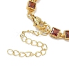 Square Brass Pave Cubic Zirconia Link Chain Bracelets for Women BJEW-P385-04G-04-3