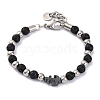 Natural Lava Rock & Synthetic Magnetic Hematite Anchor Beaded Bracelet BJEW-P339-01P-06-1