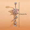 Brass Pink Cubic Zirconia Byutterfly Dangle Belly Rings WG0E5C8-01-5