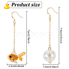 ANATTASOUL 2 Pairs 2 Colors Resin Fish & Glass Ball Asymmetrical Earrings EJEW-AN0002-32-2