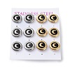 6 Pair 2 Color Crescent Moon Acrylic Stud Earrings EJEW-A024-13-1