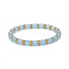 3Pcs 3 Color Natural Malaysia Jade(Dyed) & Alloy Daisy Beaded Stretch Bracelets for Women BJEW-JB08856-4