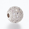 Brass Micro Pave Cubic Zirconia Beads ZIRC-E134-8mm-04P-2