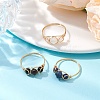 3Pcs 3 Styles Natural Sodalite & Rose Quartz & Obsidian & Lapis Lazuli Finger Rings RJEW-JR00798-1